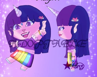 Unicorn Rainbow Girl Adopt; Adoptable OC