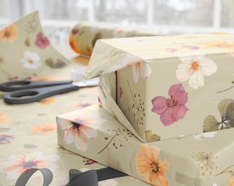 Papel de regalo con flores de jardín, papel de regalo floral, papel de regalo bonito, papel de regalo para cumpleaños, aniversario, regalo para fiestas, papel de regalo neutro