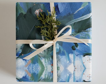 blue wrapping paper, unique gift wrap, colorful wrapping paper, abstract gift wrap, friend gift, birthday paper, modern holiday gift wrap