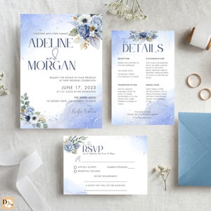 Wedding Invitation Printable, Wedding Invitation Template, Dusty ...