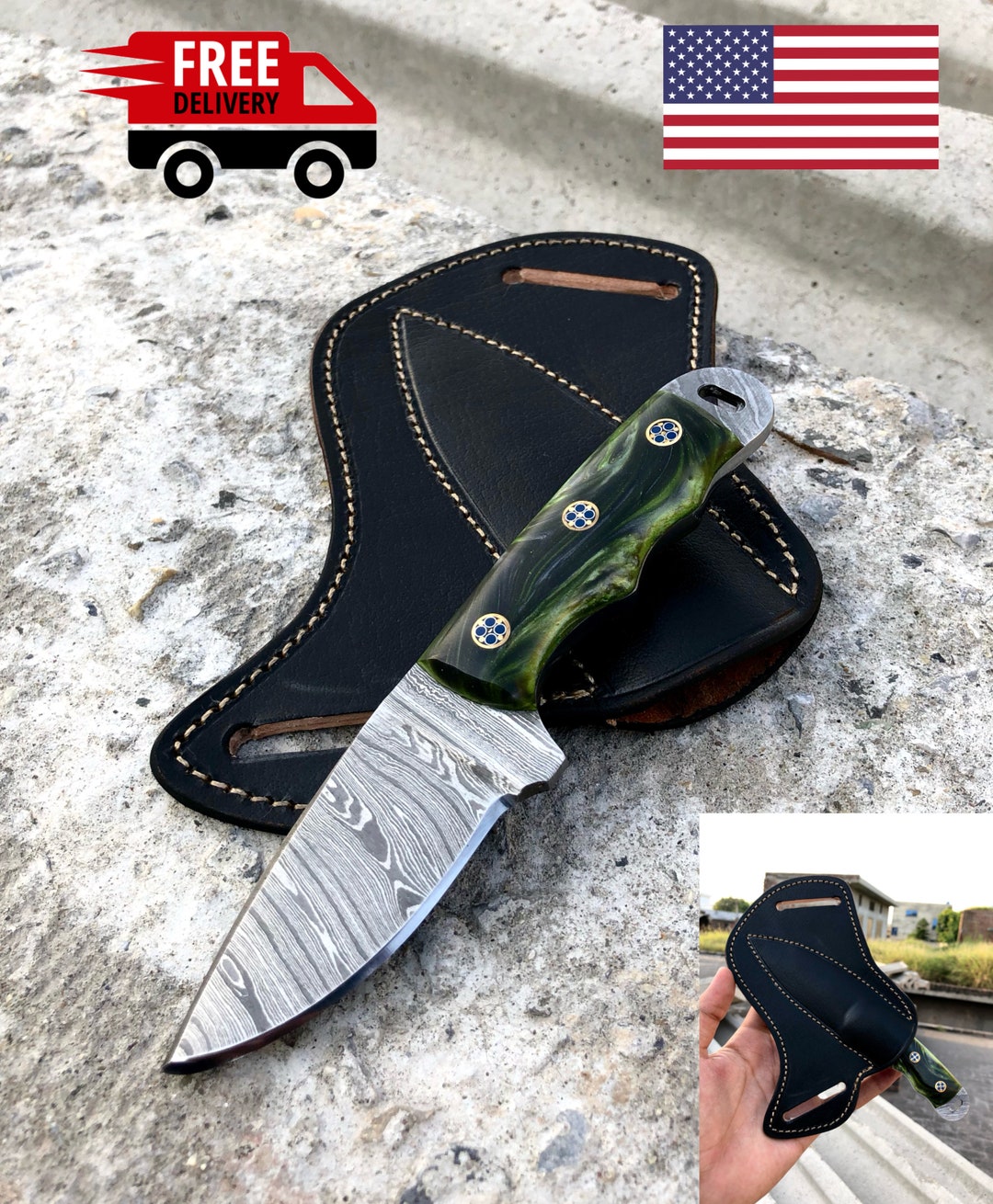 Handmade Damascus Skinner Knife, Valorant Knife, Skinning Knife