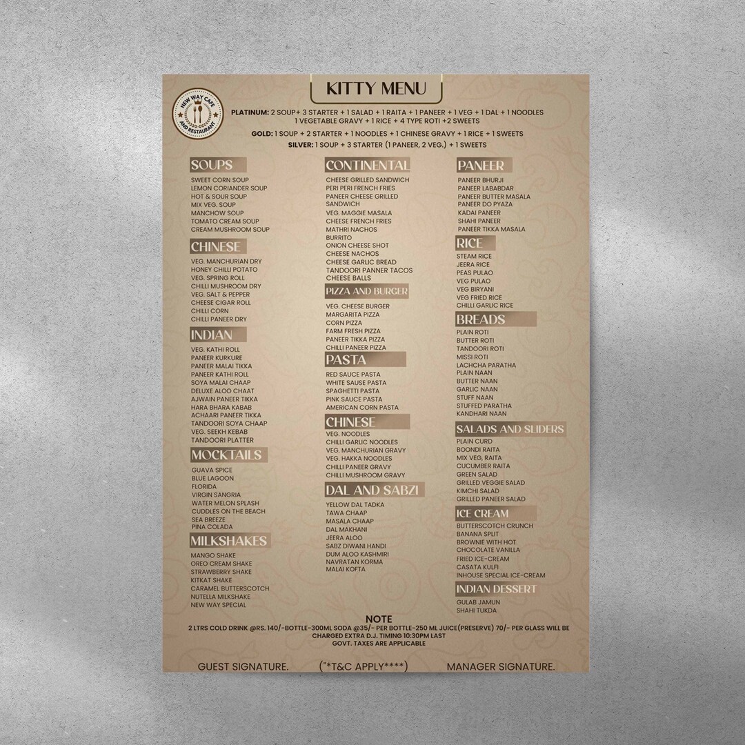 Digital A3 Menu Template, Canva, Minimal Editable Light Brown and White