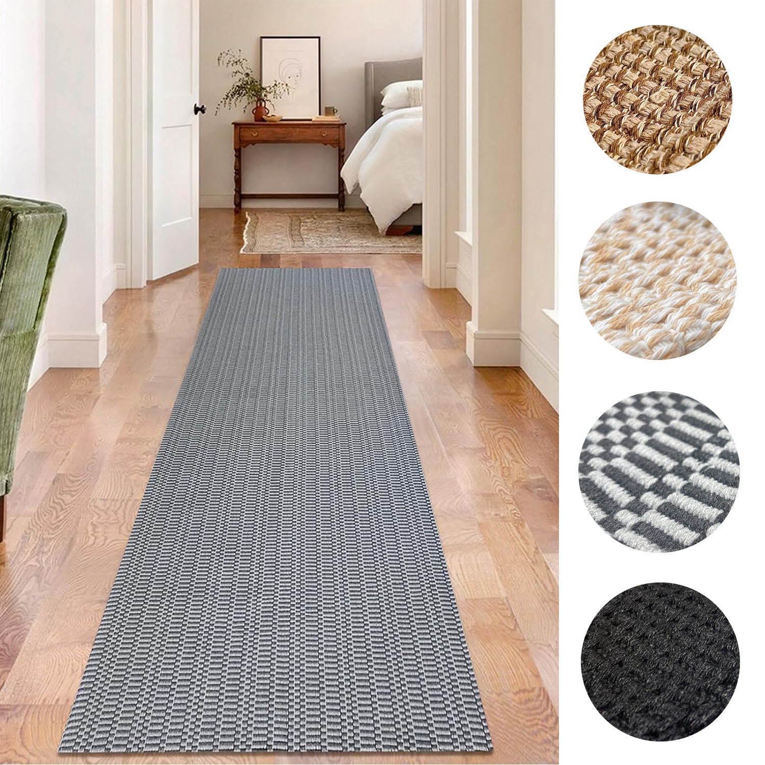 Hallway Runner Rug Mat Ultra-Thin for Summer Using, Non Slip Floor Rug  Carpet with Rubber Backing, Farmhouse Indoor Washable Area Rug Throw Rug  for