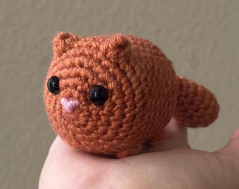 Handmade Crochet Mini Loaf Cat Stuffed Plushie - Orange