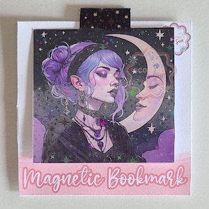 witchy mystical magnetic bookmark, book bling, pastel goth gift