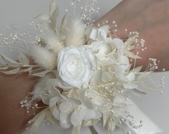 White Lover · Wrist corsage · Flower Crown · Flower Hair Comb · Boutonniere · White Wedding
