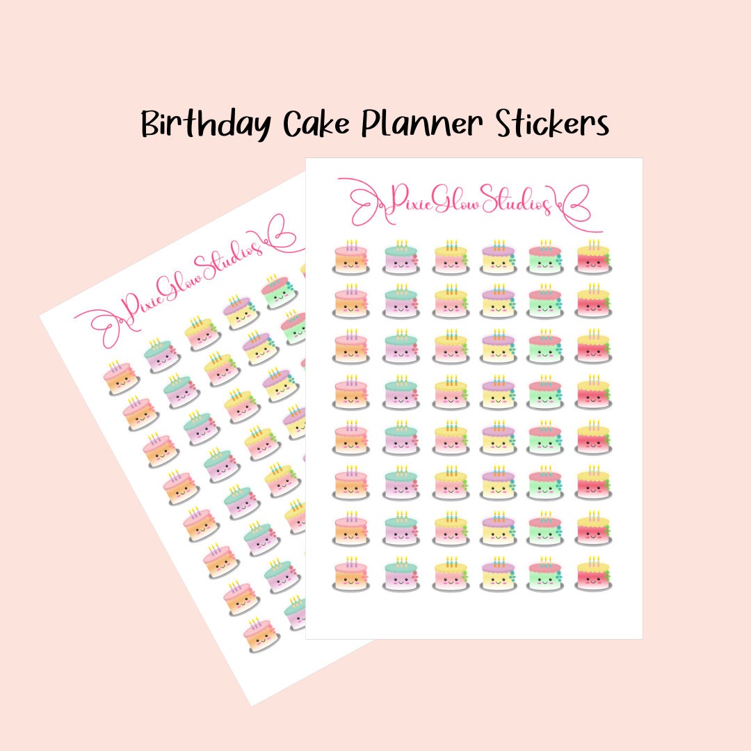 Cute Kawaii Birthday Cake Planner Stickers Matte Planner - Etsy