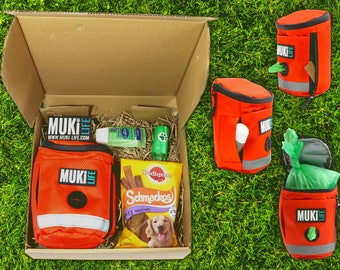MUKi Life Dog Walking Gift Box with Trek Pouch Poop Carrier - For Waste, Treats, Bags and More - Odour proof and Removable Liner