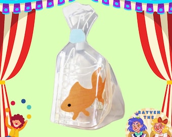 Goldfish Bag Claw Clip Carnival Game Prize Fish Clear Bag Quirky Hair Accessory by Rayven The Clown ~ Topsy Turvy Clownery