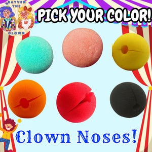 Foam Sponge Clown Nose Red Pink Blue Black Orange Yellow Silly Costume Nose by Rayven The Clown ~ Topsy Turvy Clownery