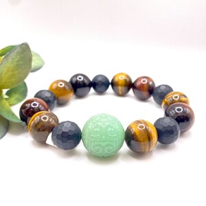 Jade, Tigers Eye, and Onyx Men’s Bracelet