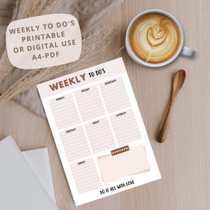 Printable Weekly To-Do List | A5 Weekly Planner PDF | Minimalist Weekly Overview | Instant Download