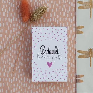 Minikaart Bedankt lieve juf - cadeau - bedankje - post