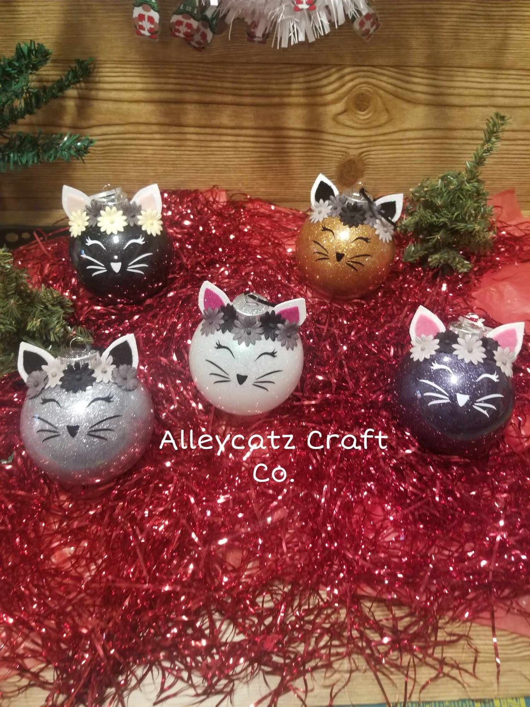Glitter Kitty Cat Ornament Etsy