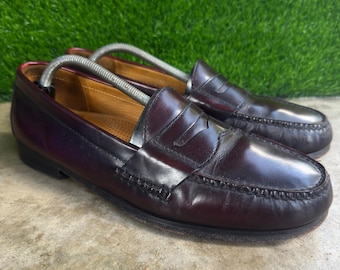 Vintage 90s Cole Haan Penny Loafers Dress Shoes Burgundy 11.5 D