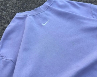 Sudadera vintage Y2K Nike Center Swoosh con cuello redondo, color lavanda morado, talla pequeña f5