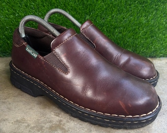 Vintage 90s Eastland Newport Brown Leather Slip On Loafers Workwear 8.5