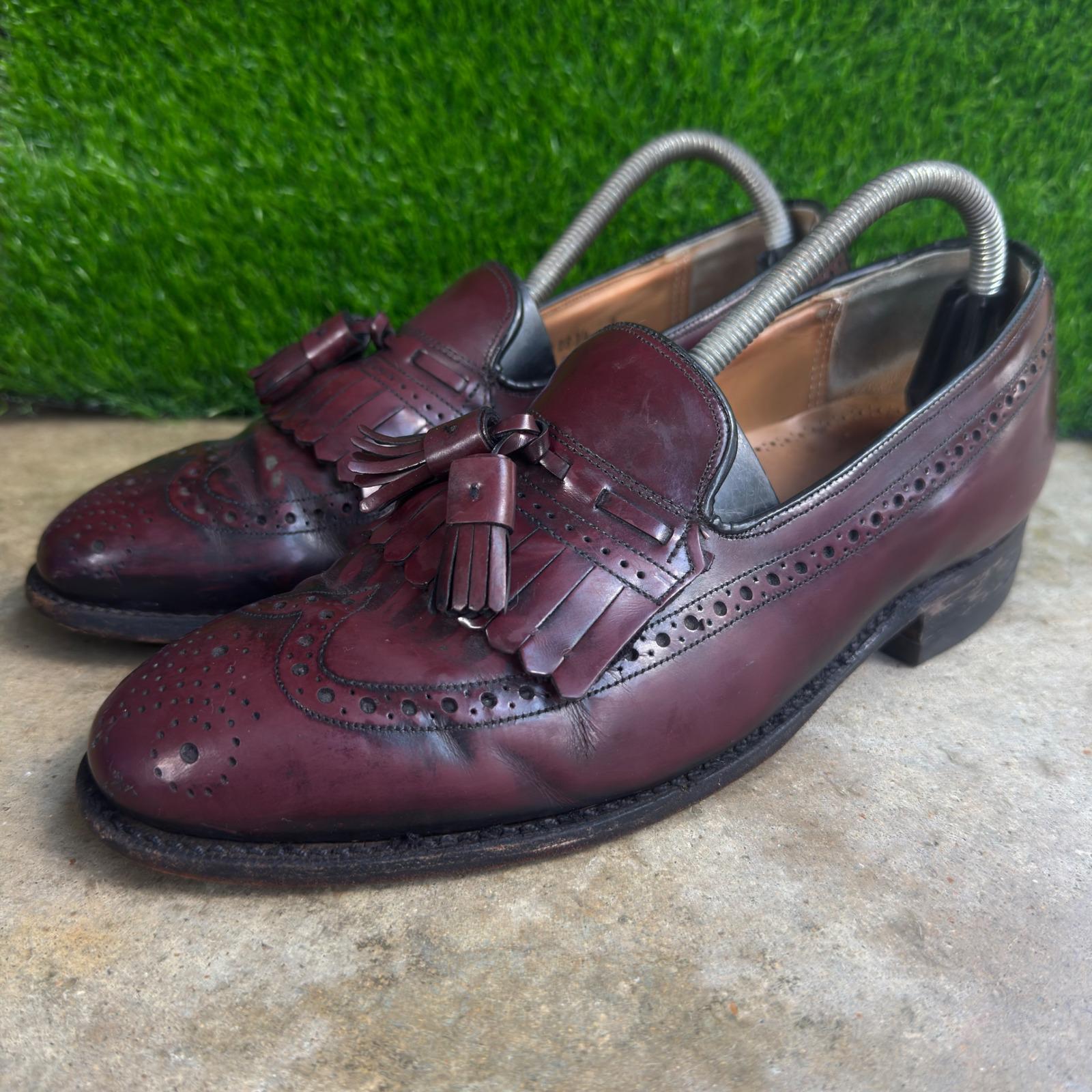 Johnston & Murphy, Vintage 90s Johnston and Murphy Tassel Loafers Wingtip Brogue Burgundy 8 D
