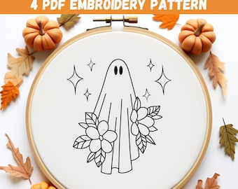 PDF-borduurpatroon, spookbundel, schattige spoken, halloween-handborduurwerk voor beginners