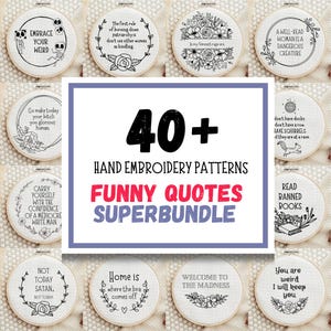 Witziges Stickmuster - PDF - Zitat Superbundle, Subversive Snarky Hoop Art, Handstickerei für Anfänger