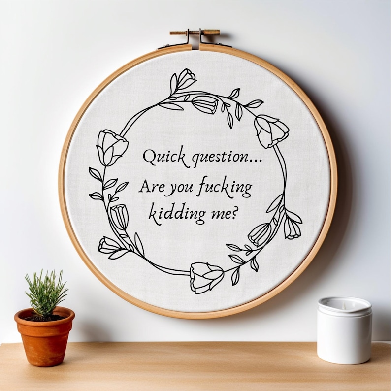 Funny Embroidery Pattern PDF - Sarcastic Quotes Bundle, Subversive Snarky Hoop Art, Beginner Hand Embroidery Designs image 2