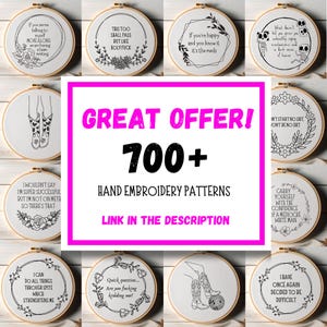 Funny Embroidery Pattern PDF - Sarcastic Quotes Bundle, Subversive Snarky Hoop Art, Beginner Hand Embroidery Designs image 10