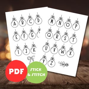 PDF Stickdatei, borduurontwerpen met steken en steken, Weihnachtskragen, sticker voor andere relaties, direct downloaden, kerstornament alfabet