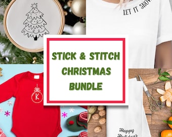 Christmas Embroidery Designs, Stick and Stitch Pattern Bundle (PDF)