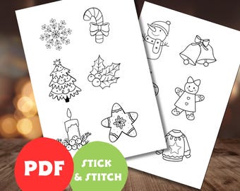 Christmas Embroidery Designs, Stick and Stitch, DIY Gift (PDF Pattern)