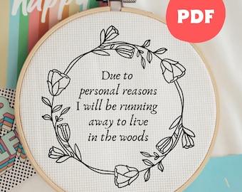 Grappig borduurpatroon pdf, om persoonlijke redenen, subversieve brutale hoepelkunst, moderne handborduurontwerpen voor beginners