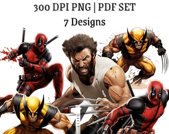 Conjunto gráfico de Deadpool vs. Wolverine, PNG, PDF (impresiones digitales)