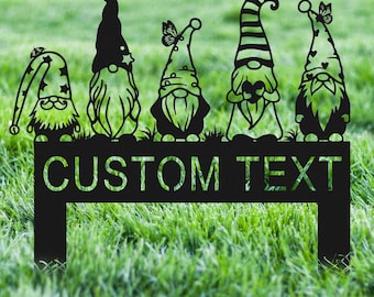Garden Gnome Yard Stake, Custom Gnome Metal Sign, Personalized Gnome Metal Art Gifts, Christmas Gnome Stakes, Yard Decor, Outdoor Lawn Decor
