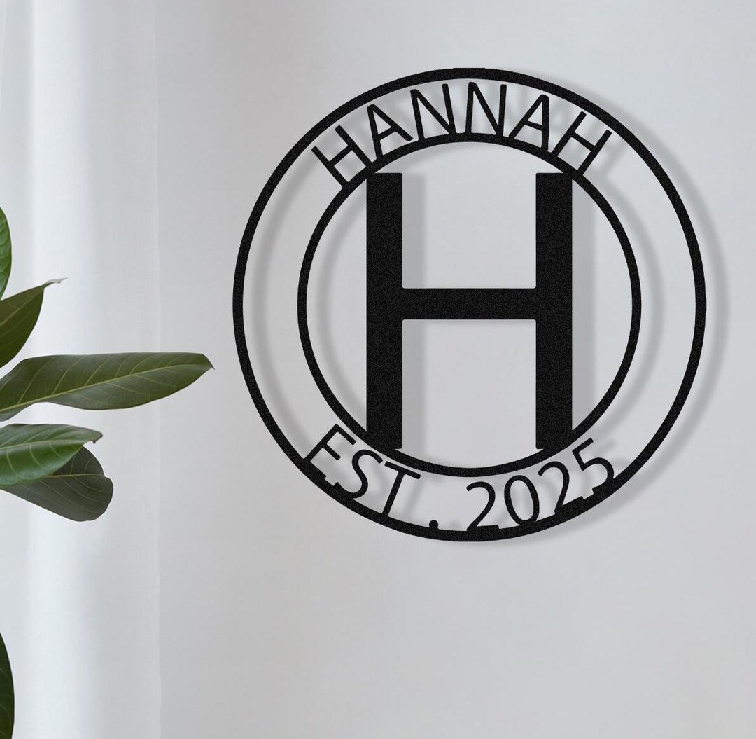Custom Metal Monogram Wall Decor, Personalized Family Initial Name Sign ...