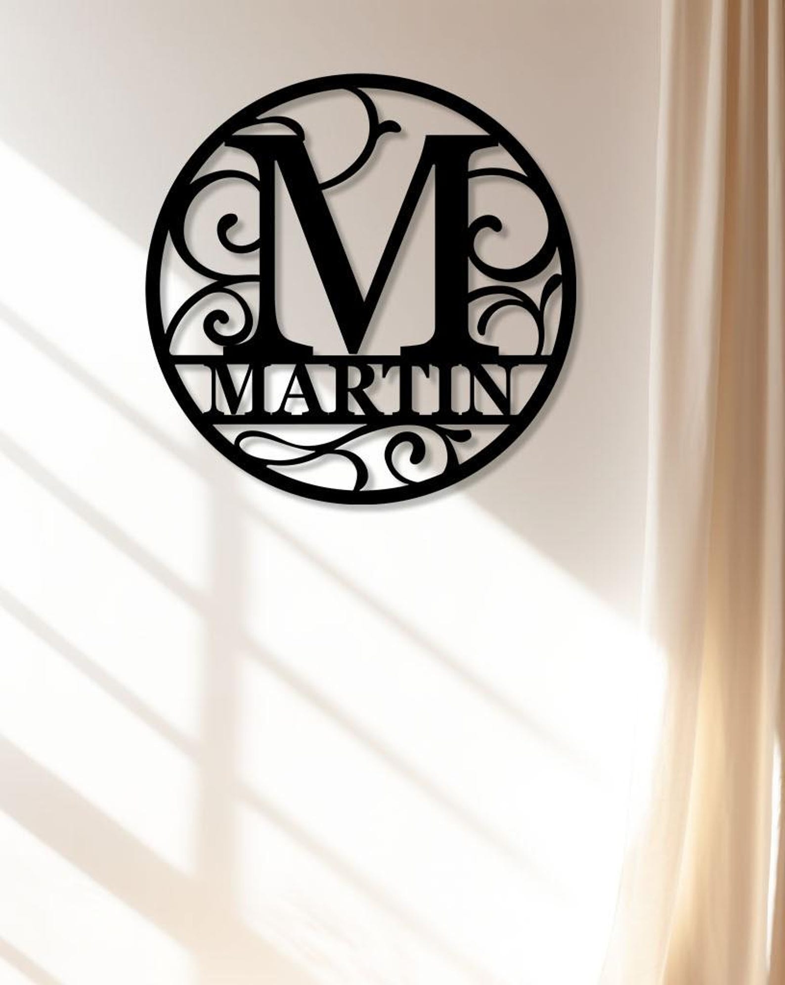 Personalized Metal Monogram Name Sign, Custom Family Initial Name Sign ...