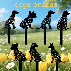 Custom Dog Memorial Stake, Personalized Every Dog Breed Metal Stake, Pet Grave Marker, Dog Garden Sign, Pet Loss Gift, Pet Memorial for Dog