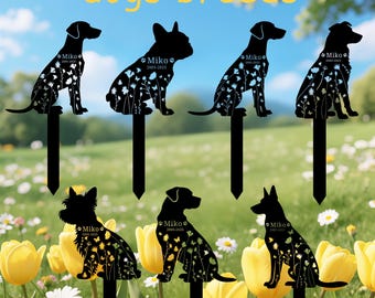 Custom Dog Memorial Stake, Personalized Every Dog Breed Metal Stake, Pet Grave Marker, Dog Garden Sign, Pet Loss Gift, Pet Memorial for Dog
