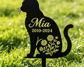 Personalisierte Katzengravur, kundenspezifische Metall Haustier-Gedenk-Garten-Einlagen-Plakette, Haustier-Verlust-Dekor-Name, Katzenbestattung,trauerkarte Grabschmuck katze