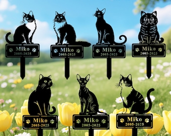 Personalized Metal Pet Memorial Garden Stake for Cat, Custom Pet Cat Grave Marker, Cat Memorial Plaque Gift, Cat Loss Gift, Cat Rememberance