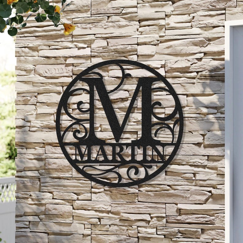 Personalized Metal Monogram Name Sign, Custom Family Initial Name Sign ...