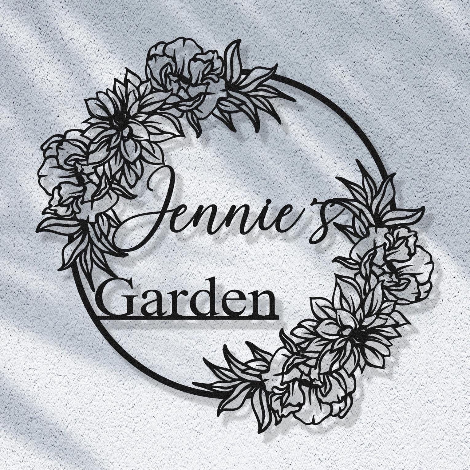 Custom Flower Metal Wall Art, Personalized Family Last Name Sign ...
