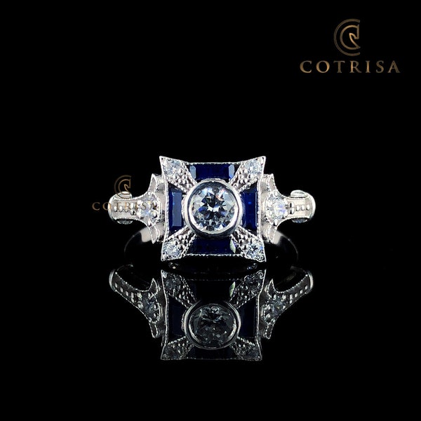 Old European Diamond Ring,Art Deco Ring,Antique Edwardian Ring,Engagement Proposal Ring,Vintage Inspire Women's Ring,Handamde Jewellery