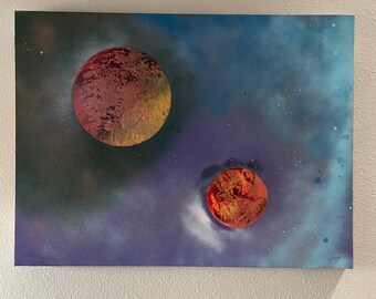 Large Canvas Original Planet Painting