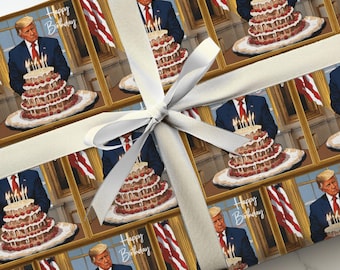 Trump Birthday Wrapping Paper - Funny Political Gift Wrap - Patriotic Bday - Conservative Gift