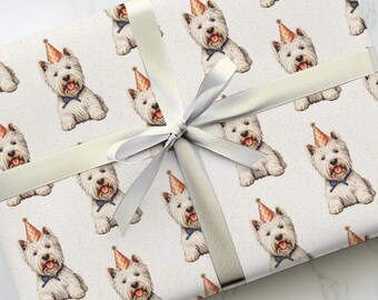 Westie-verjaardagscadeaupapier, hondencadeauverpakking voor liefhebbers van West Highland Terrier