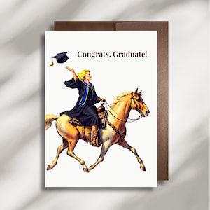 Graduation Card, Palomino Horse Rider, Cowgirl Congrats, Western Equestrian Gift