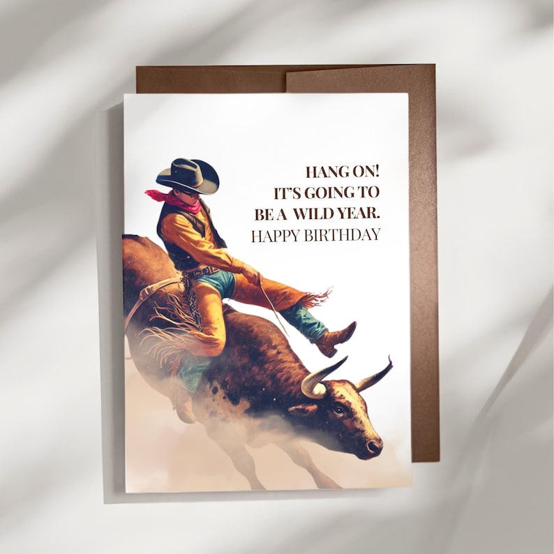 Bull Rider Birthday Card, Hang on It’s a Wild Year Cowboy - Etsy Australia