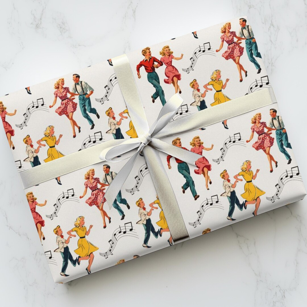 Retro 1950s Dance Party Wrapping Paper, Couples Romantic Gift Wrap - Etsy