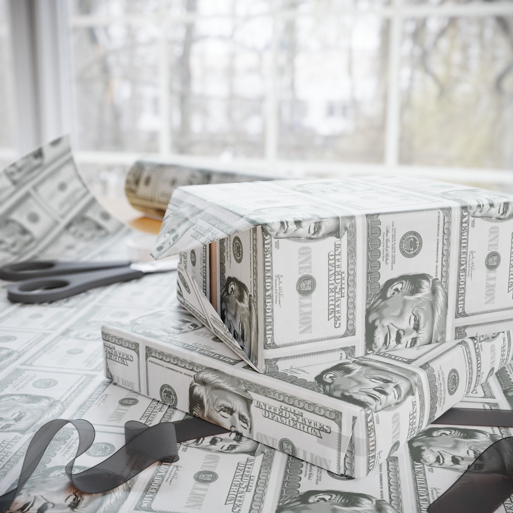 Trump Wrapping Paper, Million Dollar Bill , Funny Political Gift Wrap ...