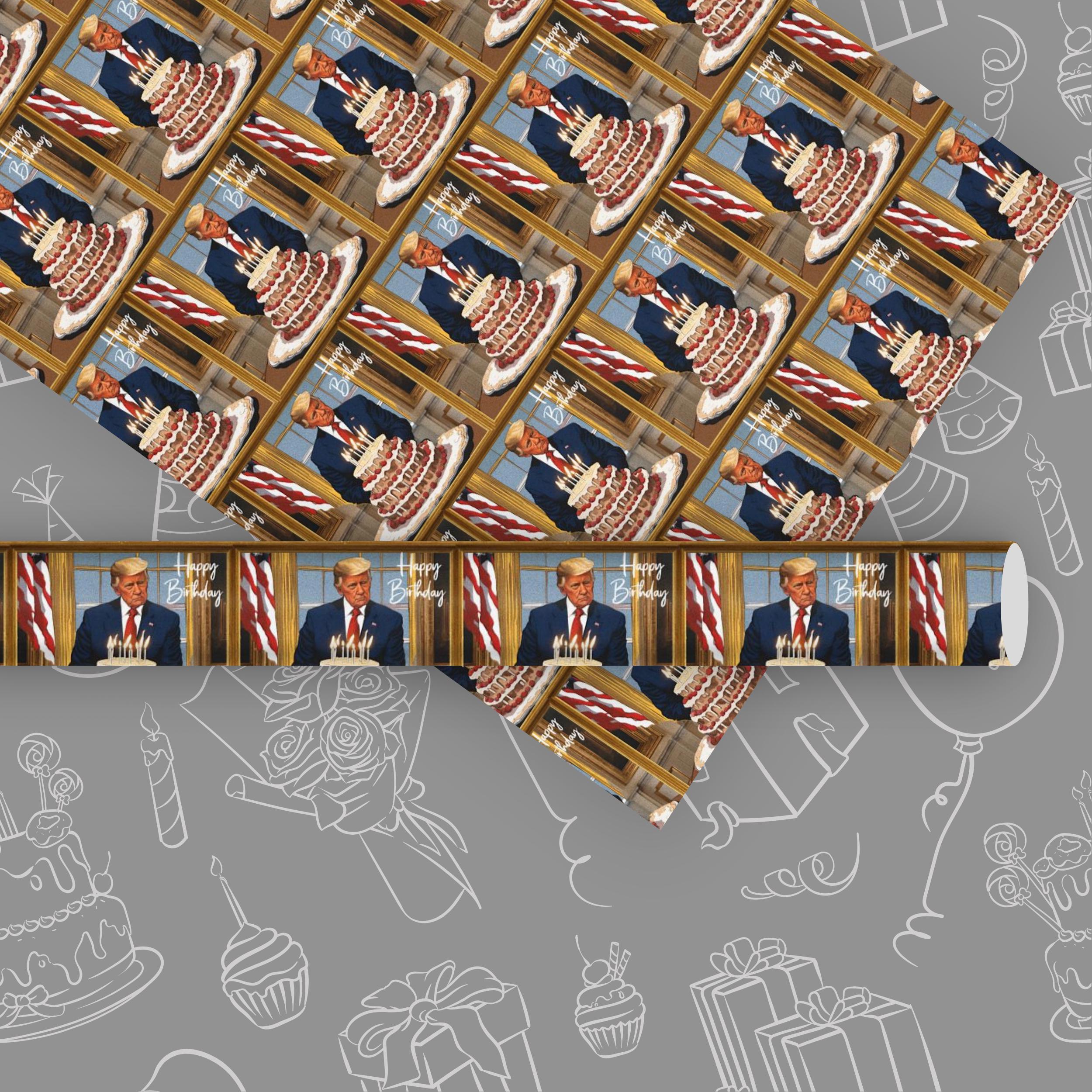 Trump Wraps Trump Birthday Wrapping Paper, Funny Political Gift Wrap 30