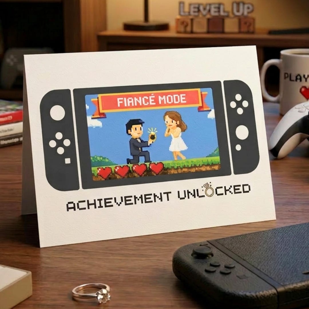 Gamer Card Example Gamer Engagement Card: Fiancé Mode Achievement Unlocked, Video Game ...